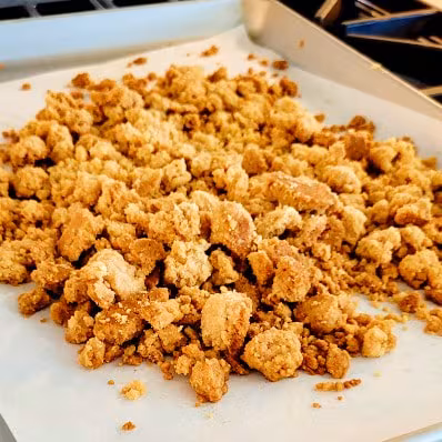 milk cake crumble topping